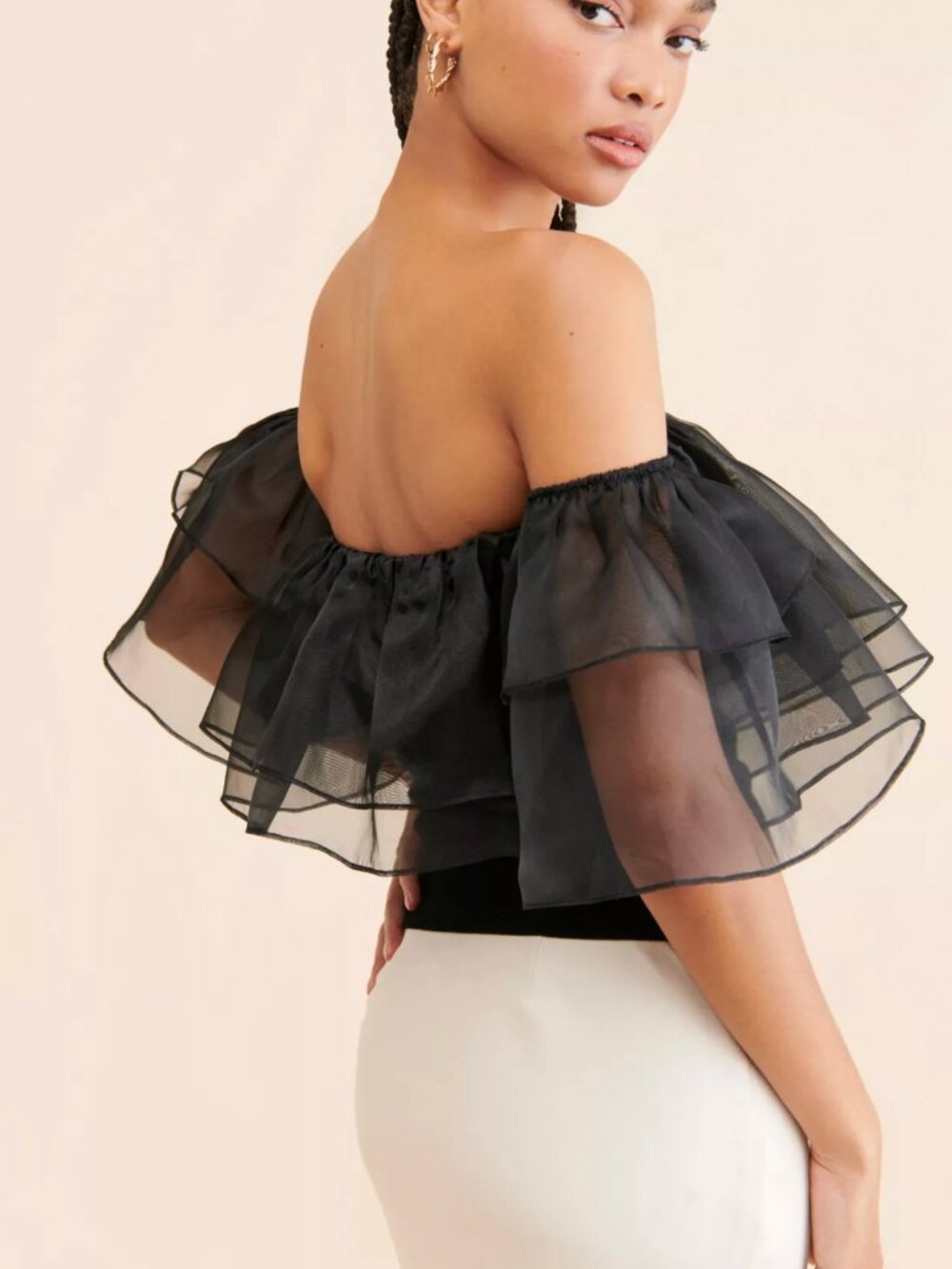 Dolan Anthropologie Tiered Organza Top Off The Shoulder XL